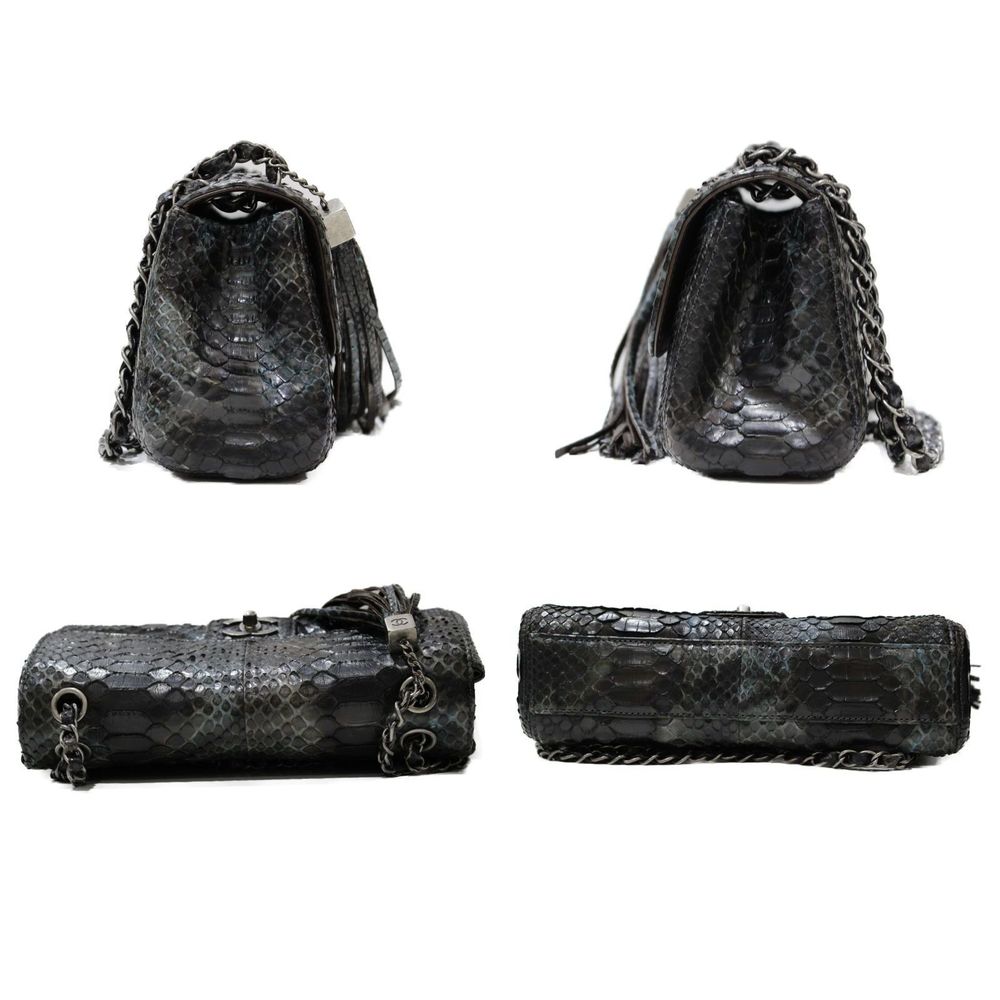 Chanel Python Chain Shoulder Bag Black Blue - Picture 5 of 6